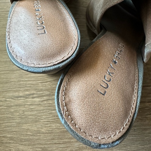 Lucky Brand 🍀 Women’s Peep-Toe Taupe Slingback 4”Heeled Shootie - Picture 9 of 11